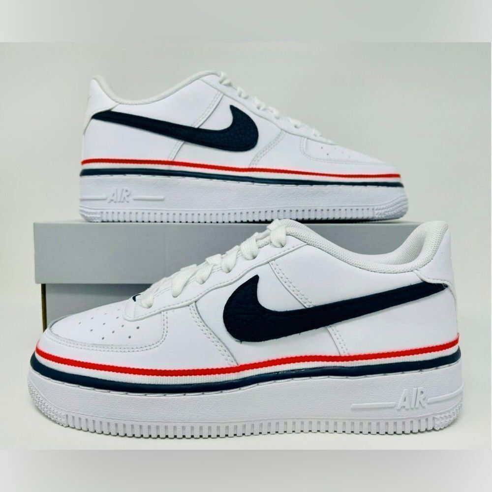 Nike Air Force 1 LV8 1 GS White Concord Ribbon White Boys Size 3.5 CW0984-100
